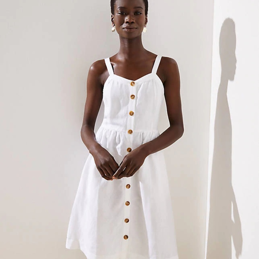 LOFT Women's Tall Button Down Flare Dress